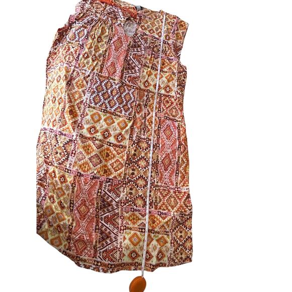 Nine West Women's Orange Printed Tassel Neck Dress Size 12-w3205 - Picture 5 of 11